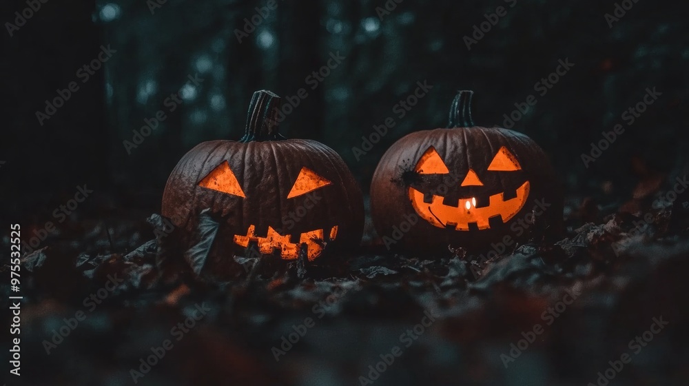 Jack-o'-lantern with a spooky smile pumpkin for Halloween Jack-o'-lantern with a spooky smile pumpkin for Halloween