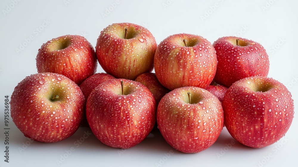 Dewy Red Apples - A Cluster of Freshness, Photography, Fruit, Still Life, Food ,apple, red Dewy Red Apples - A Cluster of Freshness, Photography, Fruit, Still Life, Food ,apple, red