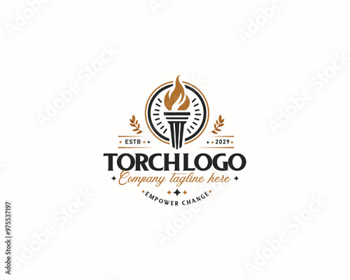 Set bundle Burning Torch fire flame logo design for business company

