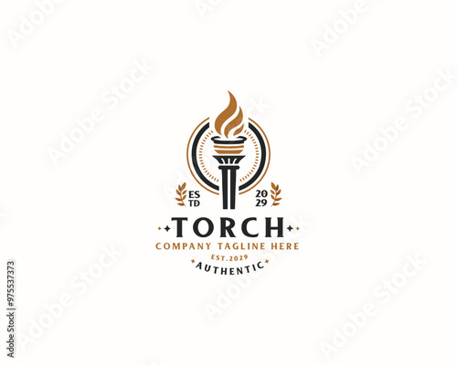 Set bundle Burning Torch fire flame logo design for business company
