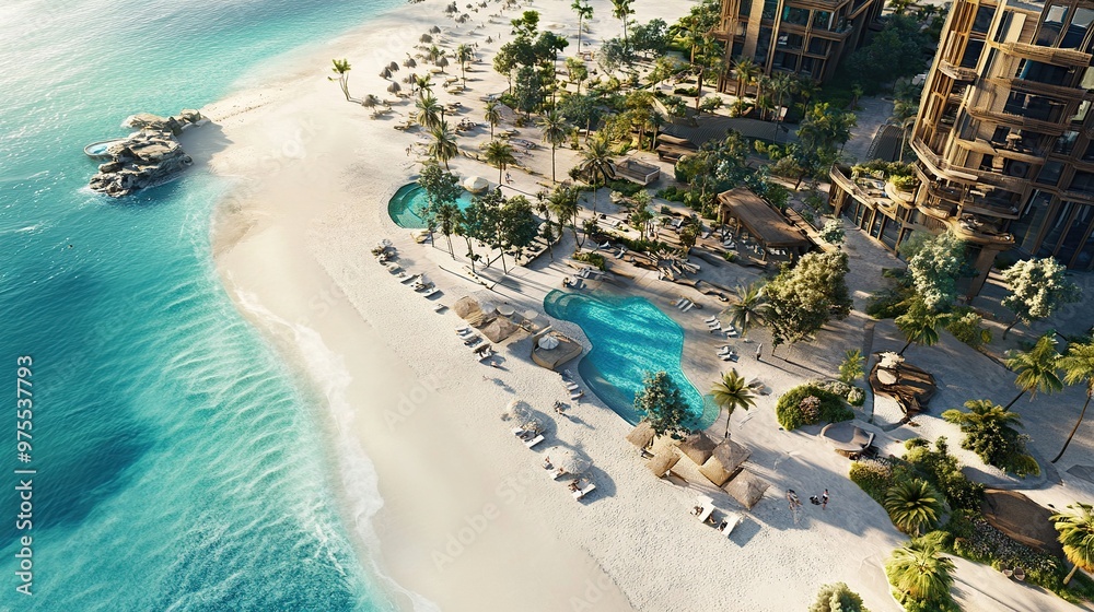 Fototapeta premium beachfront Dubai hotel with direct access to a pristine, white sandy beach