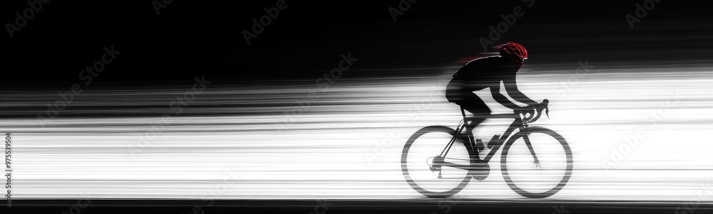 Obraz premium Blurred image of a person riding a bike on a road