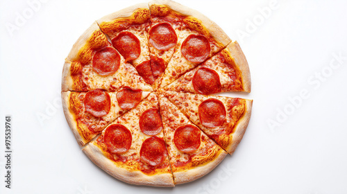 pizza with salami on a white background photo