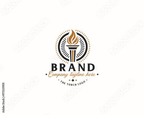 Set bundle Burning Torch fire flame logo design for business company
