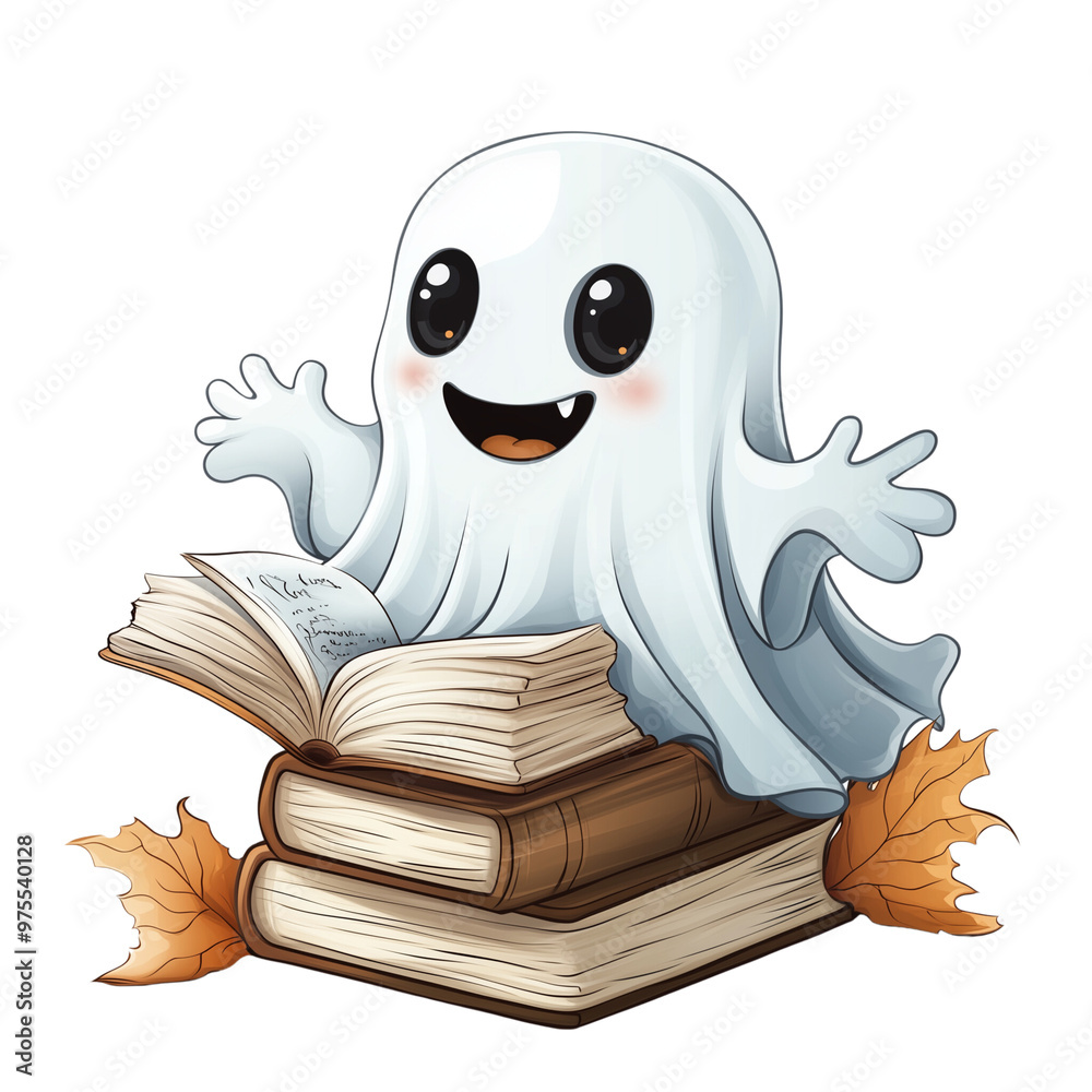 Obraz premium cartoon Halloween cute boo ghost teacher