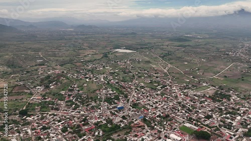 Aerial view of Teotitlán del Valle, an ancestral town in Oaxaca's Central Valleys photo