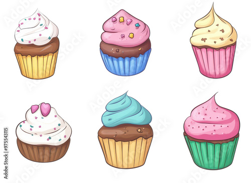 A delightful assortment of colorful cupcakes, perfect for birthdays, celebrations, and sweet treats for everyone to enjoy.