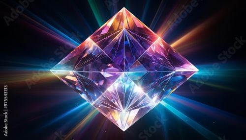 The interior of a diamond showing a kaleidoscope of light refractions in this dazzling illustration photo