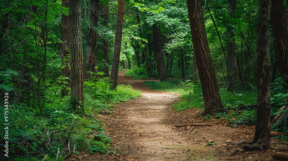 Trail with Green Trees for Relaxing Walks in Nature Trail with Green Trees for Relaxing Walks in Nature