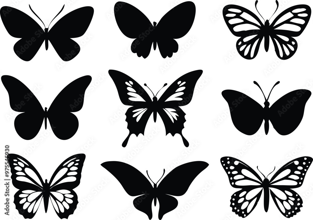 Different butterflies set. Vector illustration Different butterflies set. Vector illustration