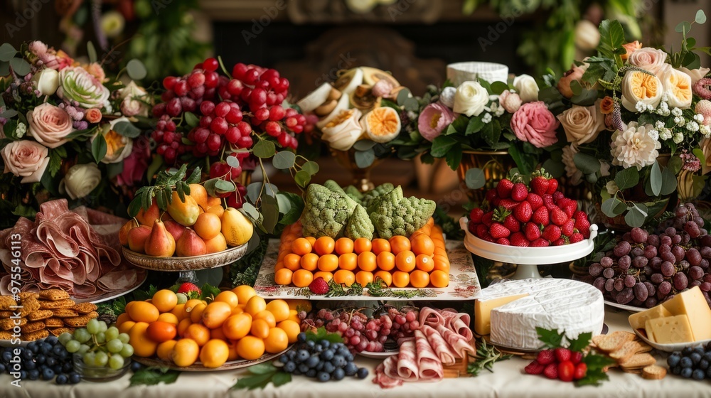 A table is covered with a variety of fruits and vegetables, including apples A table is covered with a variety of fruits and vegetables, including apples