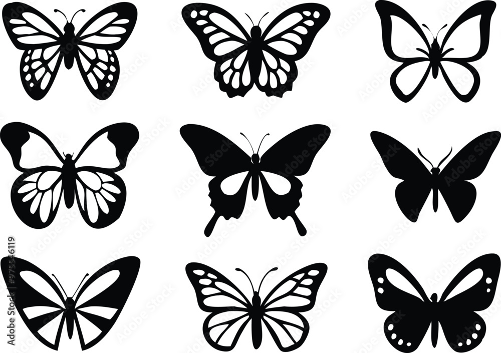 Different butterflies set. Vector illustration Different butterflies set. Vector illustration
