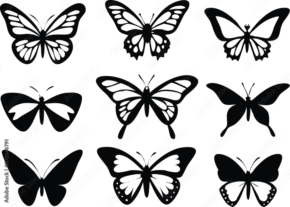 Different butterflies set. Vector illustration Different butterflies set. Vector illustration