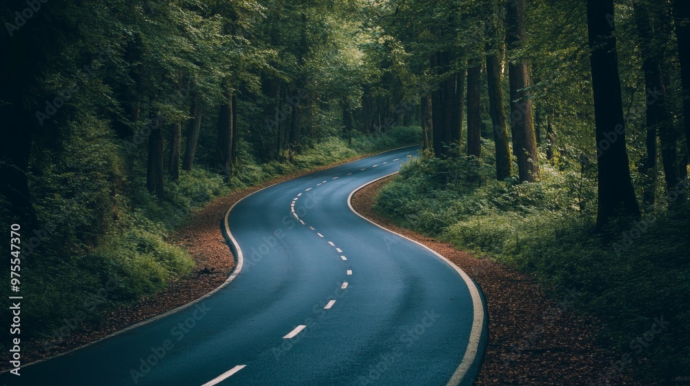 Fototapeta premium Road Winding Through Dense Forest