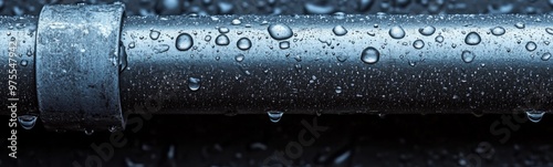 Close up of a pipe with water droplets