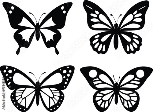 Different butterflies set. Vector illustration