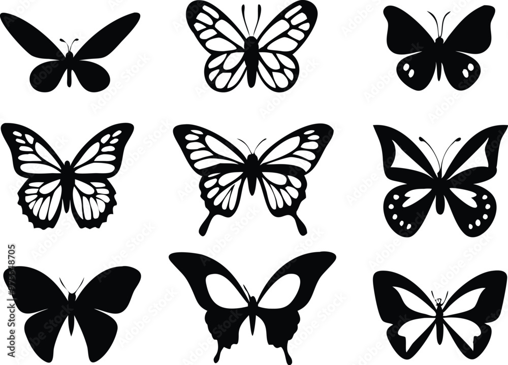 Different butterflies set. Vector illustration Different butterflies set. Vector illustration