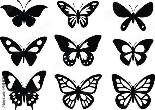 Different butterflies set. Vector illustration