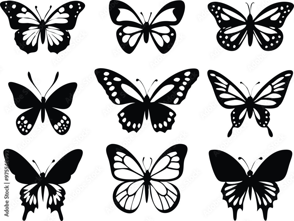 Naklejka premium Different butterflies set. Vector illustration
