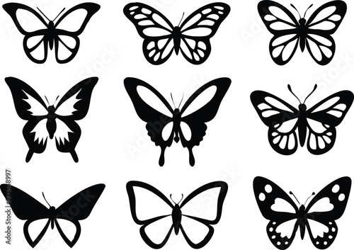 Different butterflies set. Vector illustration