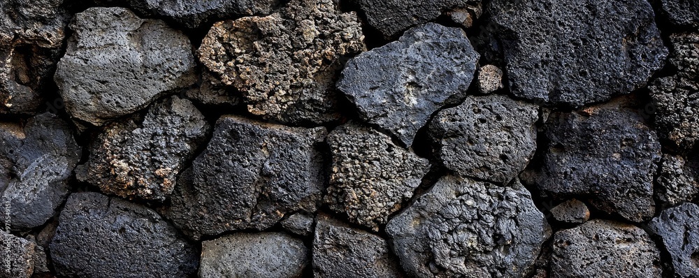 Volcanic Rock Wall Texture - Closeup of Rough, Black, Irregular Shapes, Stone Wall ,texture ,background Volcanic Rock Wall Texture - Closeup of Rough, Black, Irregular Shapes, Stone Wall ,texture ,background