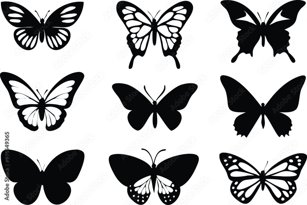 Different butterflies set. Vector illustration Different butterflies set. Vector illustration