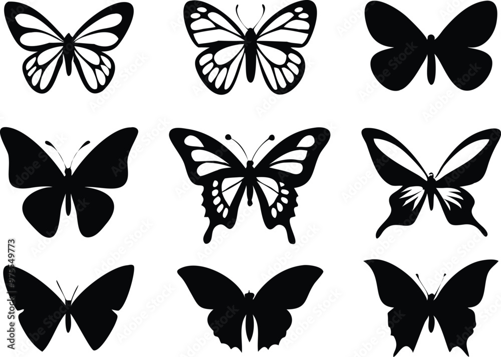 Different butterflies set. Vector illustration Different butterflies set. Vector illustration