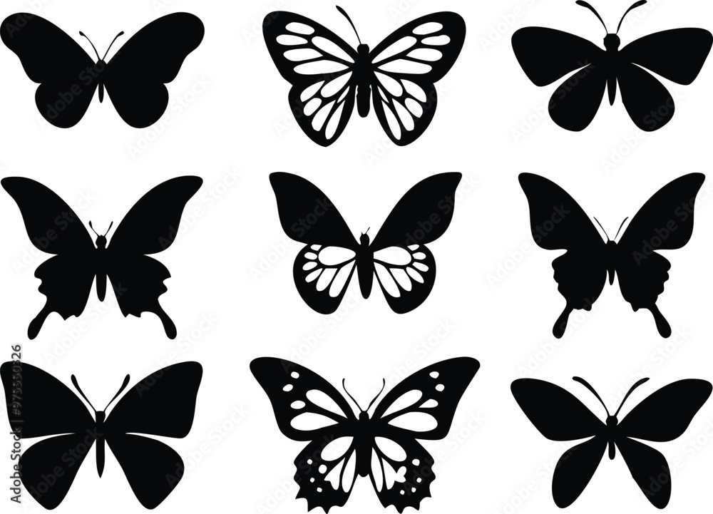 Different butterflies set. Vector illustration Different butterflies set. Vector illustration