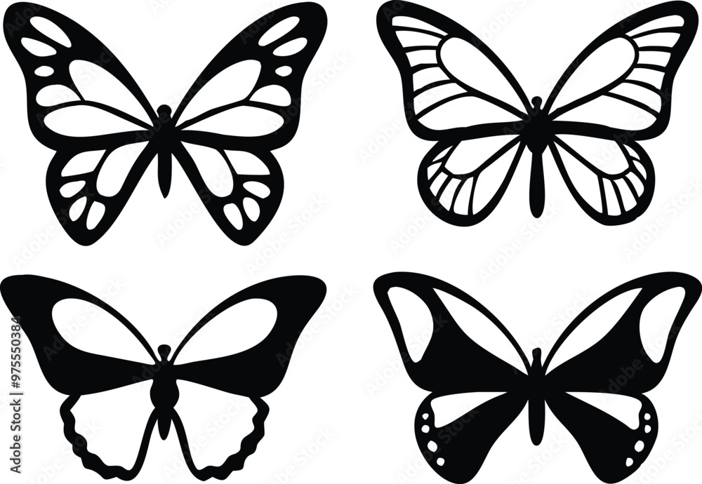 Different butterflies set. Vector illustration