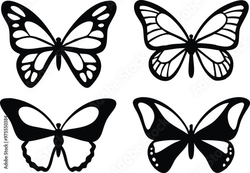 Different butterflies set. Vector illustration