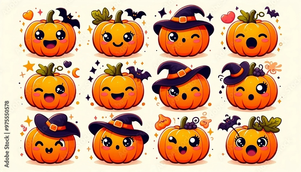 Funny halloween pumpkins set Funny halloween pumpkins set