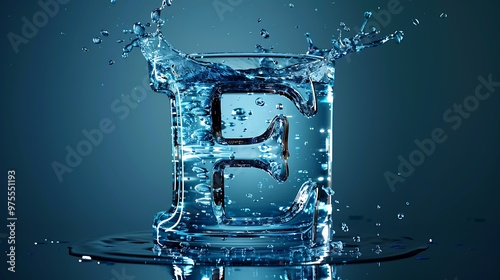 Wallpaper Mural Uppercase letter E made by water isolated on cup glass background Torontodigital.ca