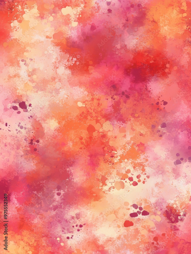 Fototapeta premium abstract background of water color splash, pastel pink red orange color, draw on rough paper