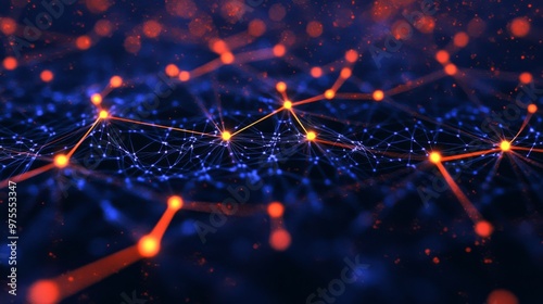 abstract background glowing networking connect node, the connecting node are wave form