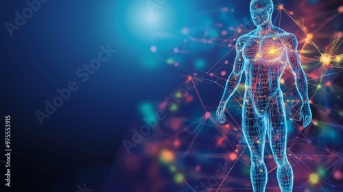 Microscopic virus floating cells transmission disease 3D illustration of human body health virus prevention. Generative AI