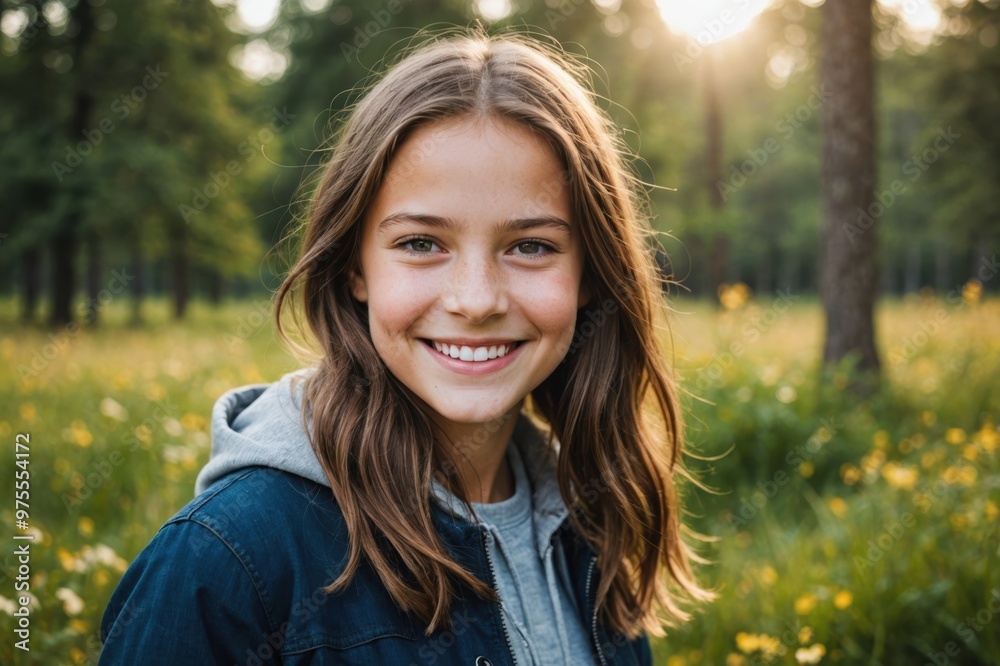 Portrait of smiling caucasian girl in nature Portrait of smiling caucasian girl in nature