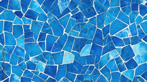 Bright blue mosaic featuring white streaks textured background