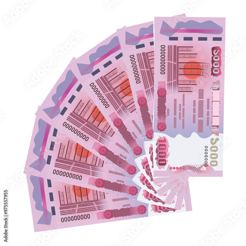 Sample of Bangladeshi 1000 taka note illustration. Paper money in BDT on white background