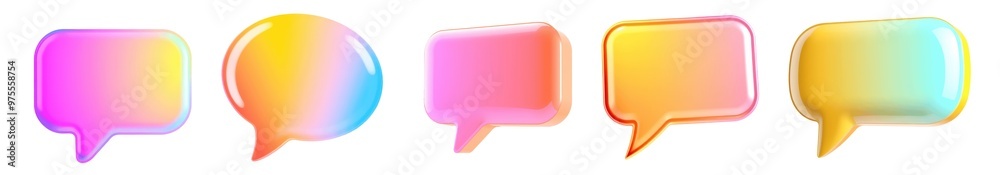 set of glossy colorful speech bubbles isolated on transparent background set of glossy colorful speech bubbles isolated on transparent background