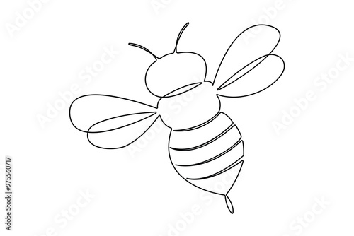 Bee continuous One Line Drawing Illustrations Vectors
