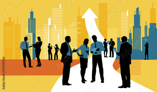 Teamwork. Growth. Success. Business vector illustration.