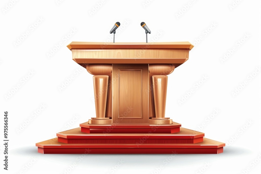 Speech stand icon, podium and microphone in conference room, speaker tribune, lecture stand Speech stand icon, podium and microphone in conference room, speaker tribune, lecture stand