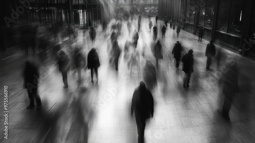 Blurry Crowd in a Modern City