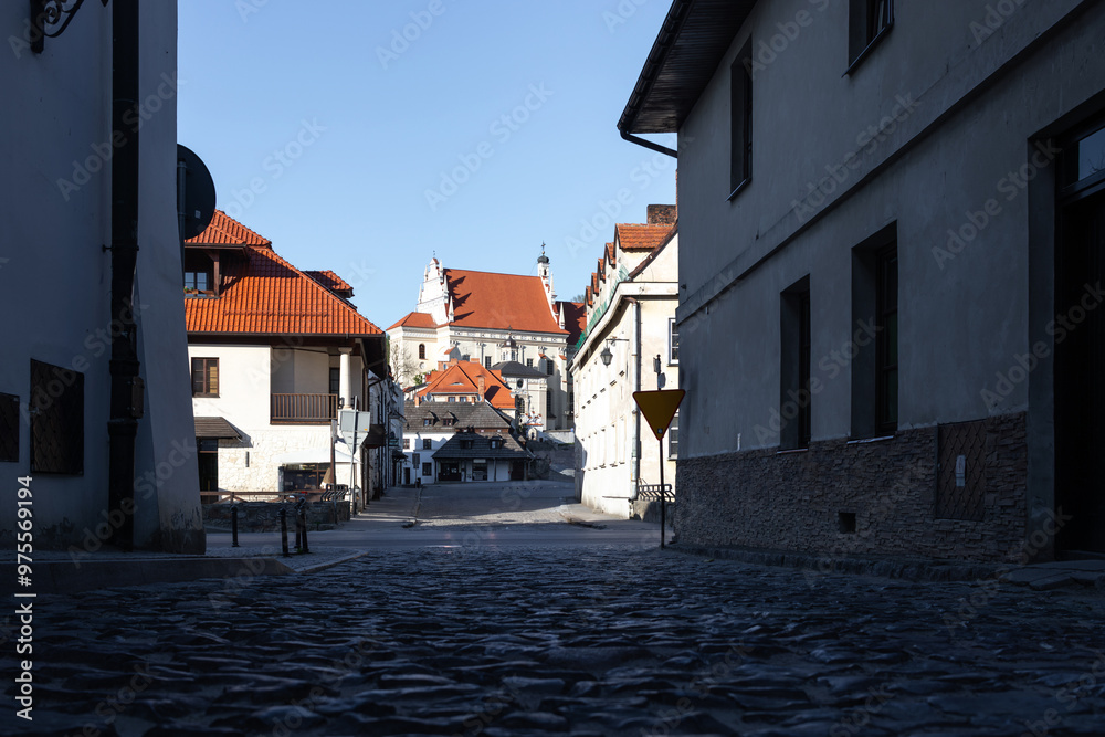 Summer skyline cityscape of Kazimierz Dolny, Lesser Poland (Małopolska). Wide panoramic view