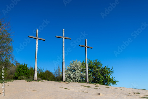 Obraz na płótnie Hill of Three Crosses in Kazimierz Dolny, Lesser Poland, Małopolska (Góra Trzech Krzyży w Kazimierzu Dolnym) w salonie
