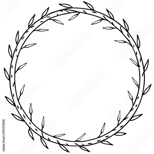 wreath of birch outline coloring book page line art drawing