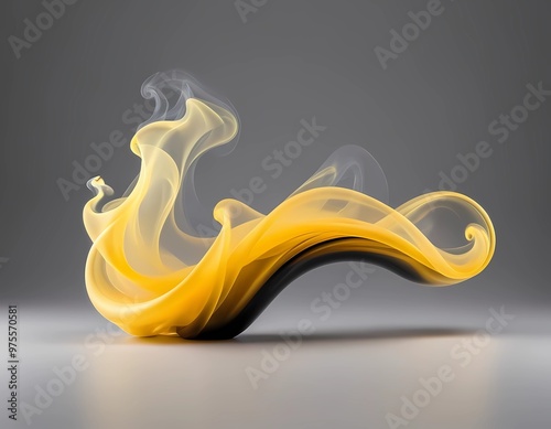 nlack yellow smooth smoke wave isolated on white or transparent photo