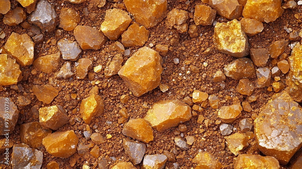 A close-up view of various yellow-brown rocks scattered on the ground, showcasing natural mineral textures. A close-up view of various yellow-brown rocks scattered on the ground, showcasing natural mineral textures.