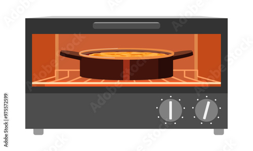 オーブントースターでグラタンを焼くイラスト