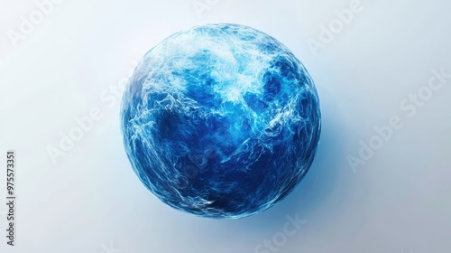 An abstract blue dot with soft, glowing edges, symbolizing the bright democratic future of the human race, floating on a white background